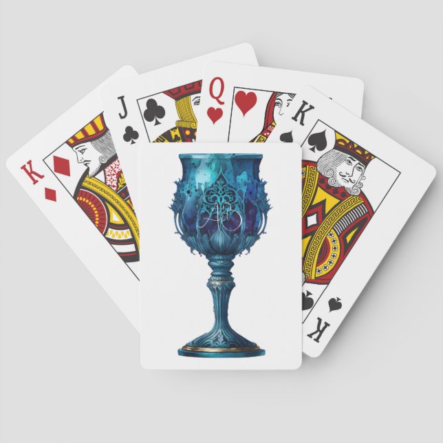 Create Your Own Gothic Blue Stone Chalice Playing Cards (Back)