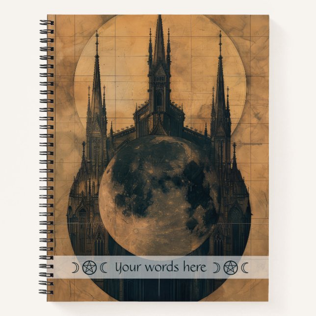 Create Your Own Gothic Moon Castle Celestial Notebook (Front)