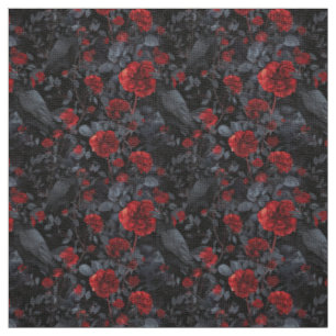 Create Your Own Gothic Ravens Red Roses Fabric
