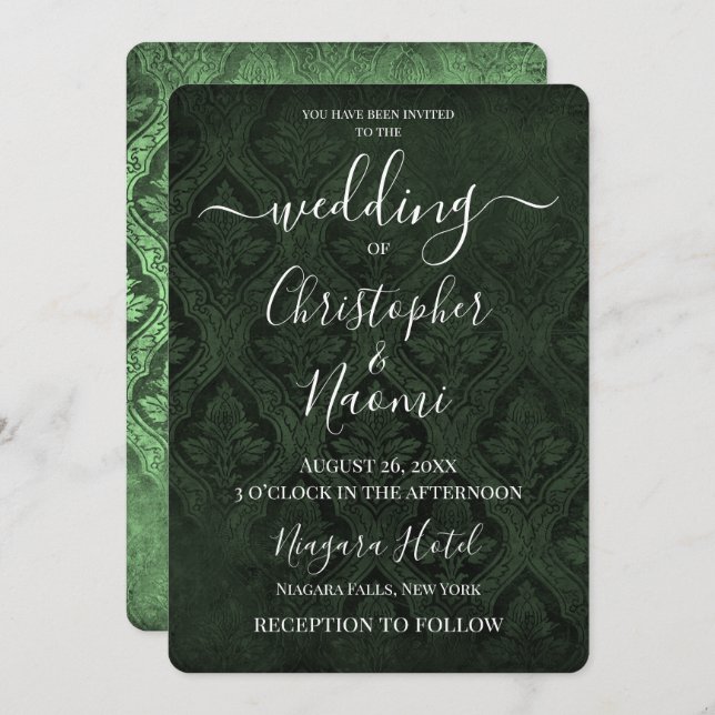 Create Your Own Gothic Rustic Damask Pattern Invitation (Front/Back)