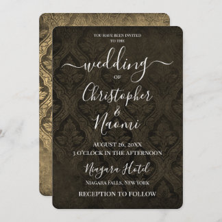 Create Your Own Gothic Rustic Damask Pattern Invitation
