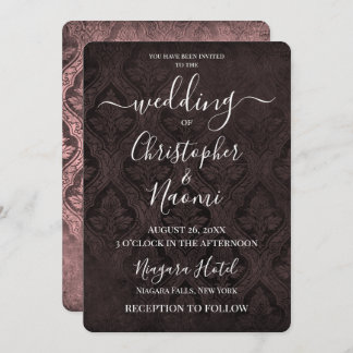 Create Your Own Gothic Rustic Damask Pattern Invitation