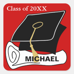 Create Your Own Graduation Sticker Cap Red