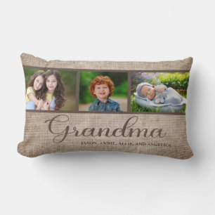 Create Your Own Grandma 3 Photo Grandchild Lumbar Cushion