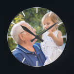 Create Your Own  Grandpa Grandchild One Photo Round Clock<br><div class="desc">Keepsake wall clock personalised with grandfather and grand kid photo. Makes a memorable gift for grandpa for birthday, holidays and grandparents day.</div>