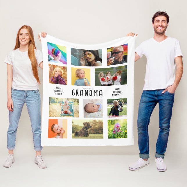 Create Your Own Grandparents Photo Collage Fleece Blanket (In Situ)