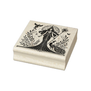 Create Your Own Greek Goddess Hera Peacocks Rubber Stamp