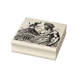 Create Your Own Greek Hephaestus Parthenon Volcano Rubber Stamp