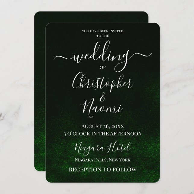 Create Your Own Green Black Texturised Invitation (Front/Back)