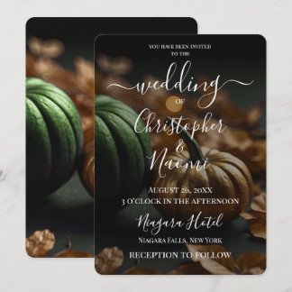 Create Your Own Green & Gold Pumpkins Invitation