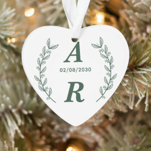 Create Your Own Green Monogram Wedding Favour Ornament