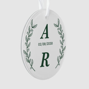 Create Your Own Green Monogram Wedding Favour Ornament