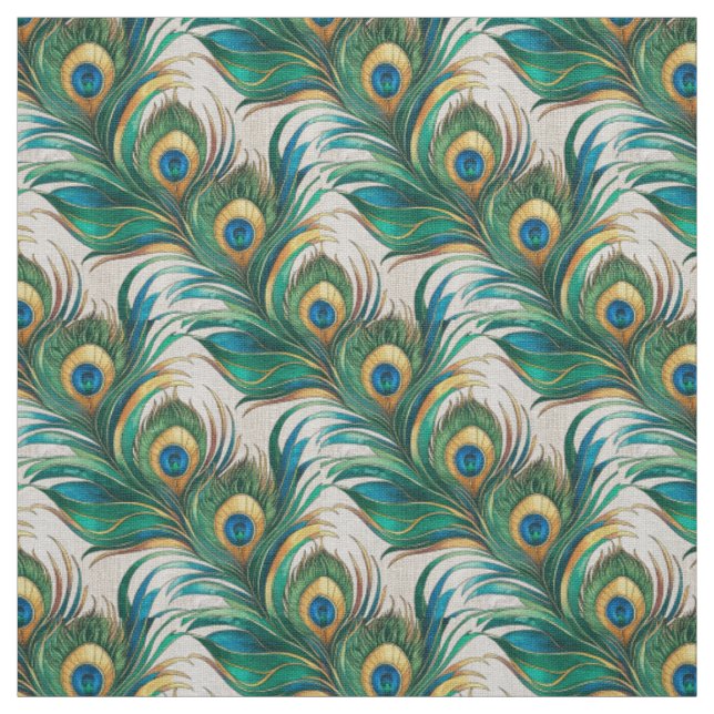 Create Your Own Green Peacock Feathers Fabric (Swatch)