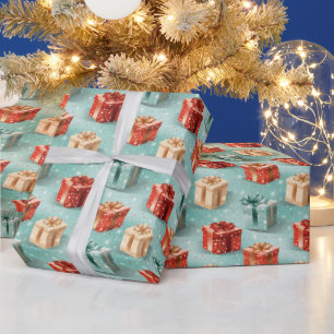 Create Your Own Green, Red & Gold Gift Boxes Wrapping Paper
