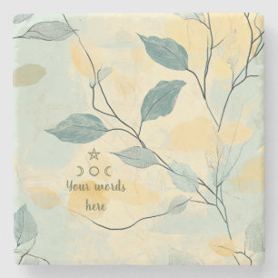 Create Your Own Green & Yellow Floral Minimilist Stone Coaster