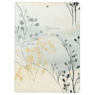 Create Your Own Grey Blue Yellow Floral Minimalist Clipboard