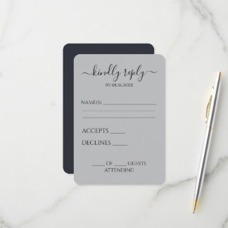 Create Your Own Grey Customisable Wedding RSVP Card