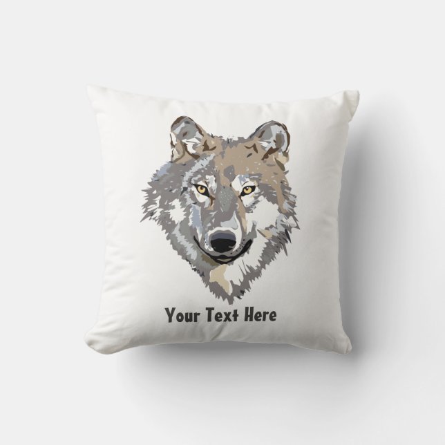 Create Your Own Grey Wolf  Cushion (Front)
