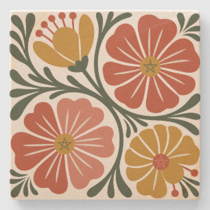 Create Your Own Groovy Retro Flower Posy Stone Coaster