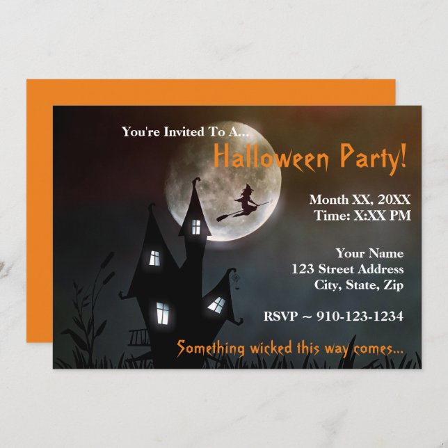 Create Your Own Halloween Party Invitation (Front/Back)