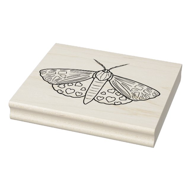 Create Your Own Hand Drawn Love Moth Hearts Rubber Stamp (Stamp)