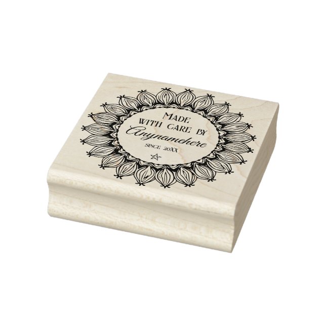 Create Your Own Hand Drawn Mandala Logo Rubber Stamp (Stamp)