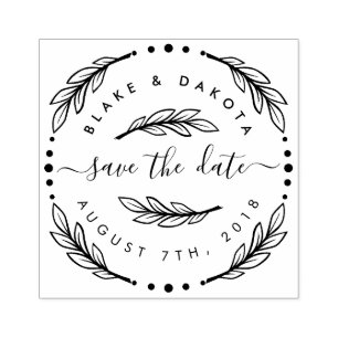 Create Your Own Hand Drawn Wreath Save The Date Rubber Stamp