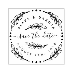 Create Your Own Hand Drawn Wreath Save The Date Rubber Stamp
