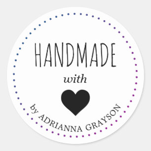 Create Your Own Handmade with Heart Name Classic Round Sticker