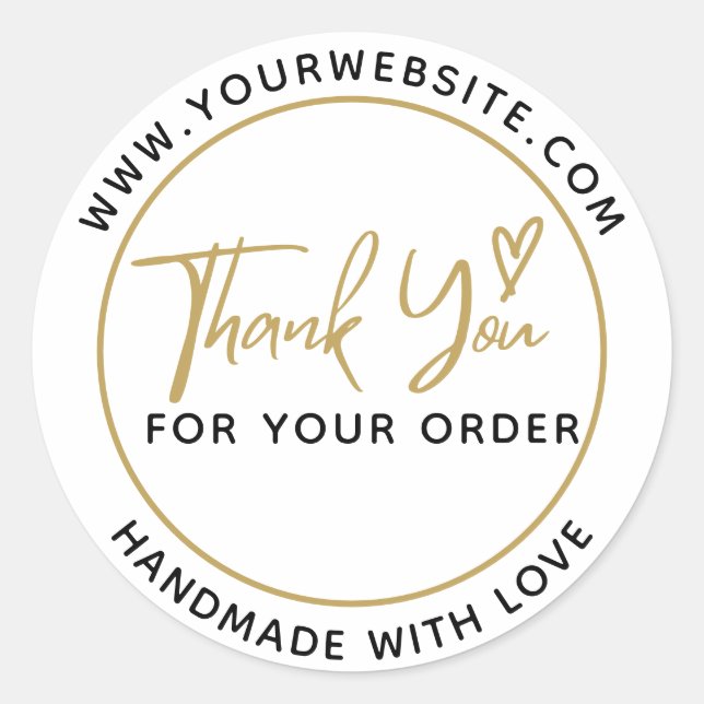 Create Your Own Handmade With Love Thank You Classic Round Sticker (Front)
