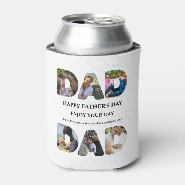Create your own Happy fathers day 6 photo collage Can Cooler (Can Front)