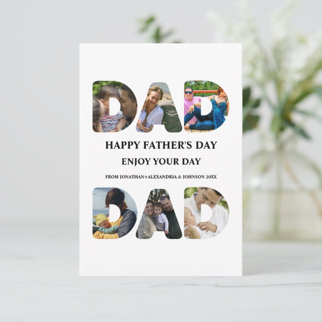 Create your own Happy fathers day 6 photo collage Card (Standing Front)