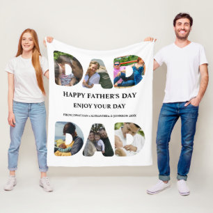 Create your own Happy fathers day 6 photo collage Fleece Blanket