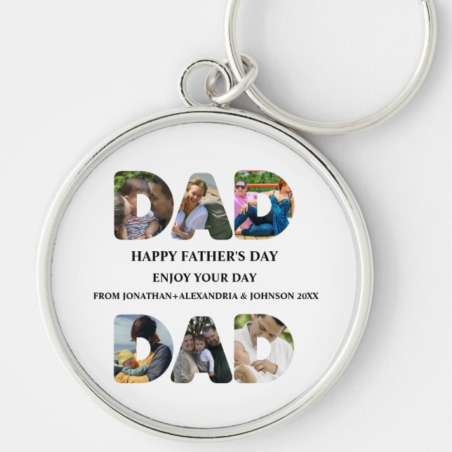 Create your own Happy fathers day 6 photo collage Key Ring (Front)