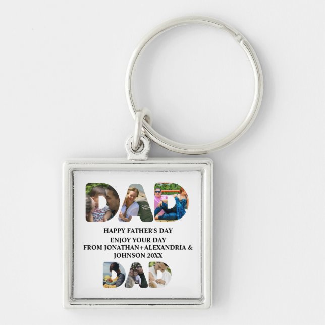 Create your own Happy fathers day 6 photo collage Key Ring (Front)