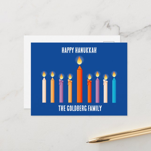 Create Your Own Happy Hanukkah  Postcard (Front/Back In Situ)