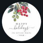 Create Your Own Happy Holiday Script Round Sticker<br><div class="desc">Create Your Own Happy Holiday Script Round Sticker.</div>