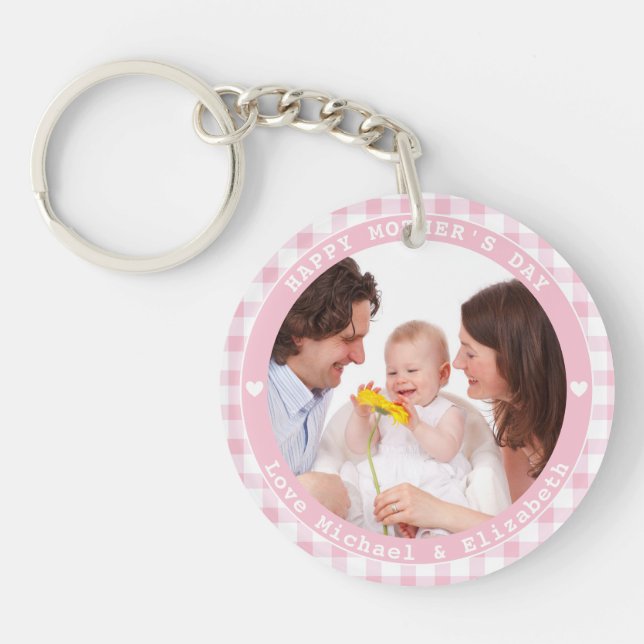 Create Your Own Happy Mother's Day Family Photo Key Ring (Front)