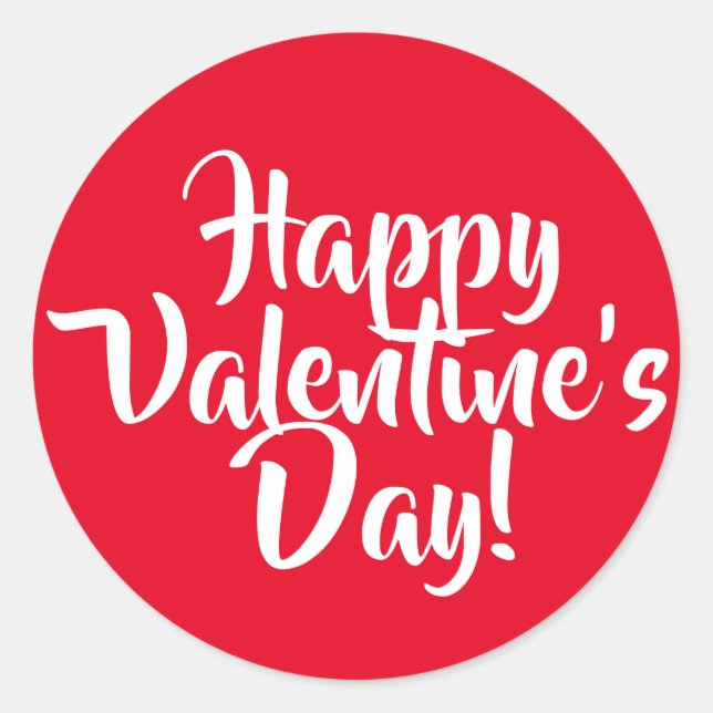 Create Your Own Happy Valentine's Day Red Classic Round Sticker (Front)