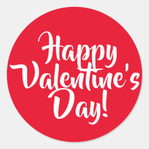 Create Your Own Happy Valentine's Day Red Classic Round Sticker