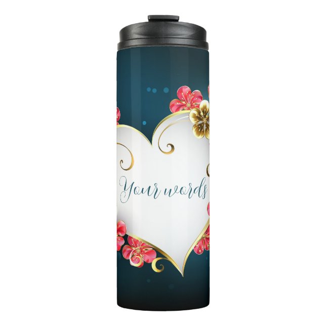 Create Your Own Heart & Cherry Blossoms Thermal Tumbler (Front)