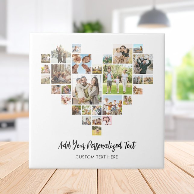 Create Your Own Heart Shaped Photo Collage Ceramic Tile (Creator Uploaded)