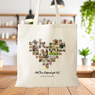 Create Your Own Heart Shaped Photo Collage Tote Bag