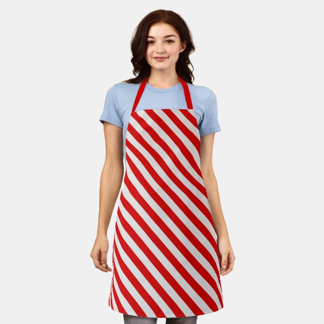 Create Your Own Heavy polyester stripe red/white Apron (Worn)