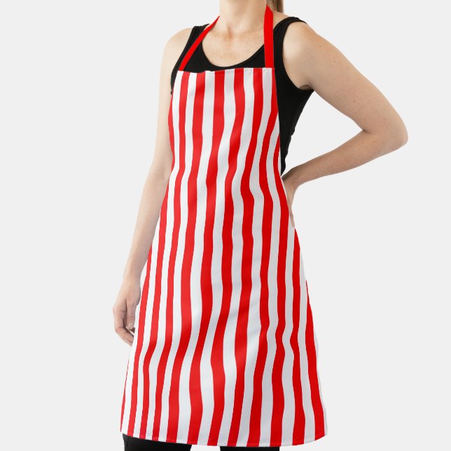 Create Your Own Heavy polyester stripe red/white  Apron (Insitu)
