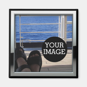 Create Your Own Here in Chrome Style Frame Magnet