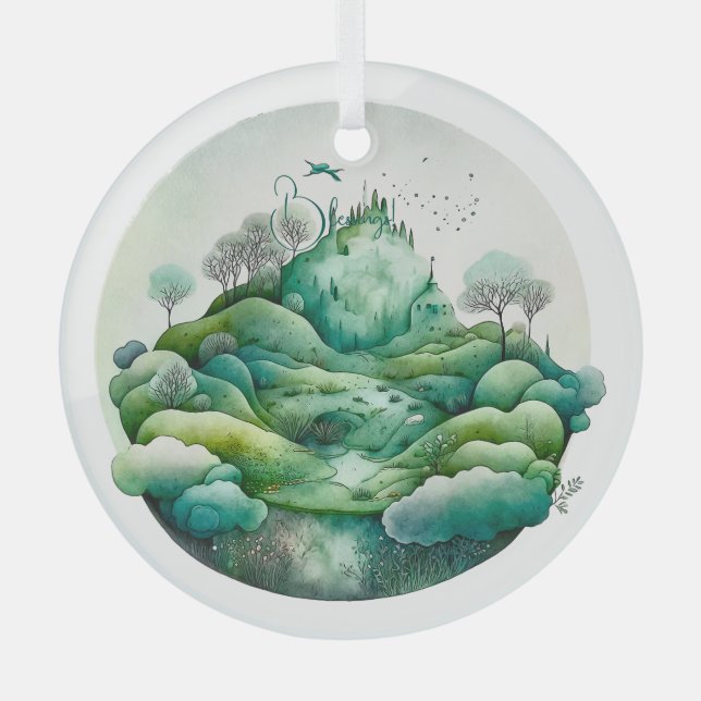 Create Your Own Hilly Green Landscape Glass Tree Decoration (Front)