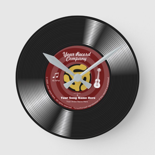 Create Your Own Hit Single Customisable 45 record! Round Clock (Front)