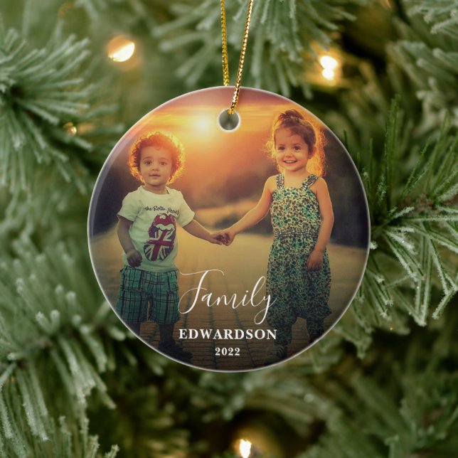 Create your own holidays family photo ceramic ornament (Tree)