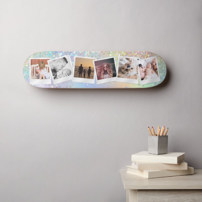 Create Your Own Holographic Glitter Sparkles Girly Skateboard (Wall Art (Horz))